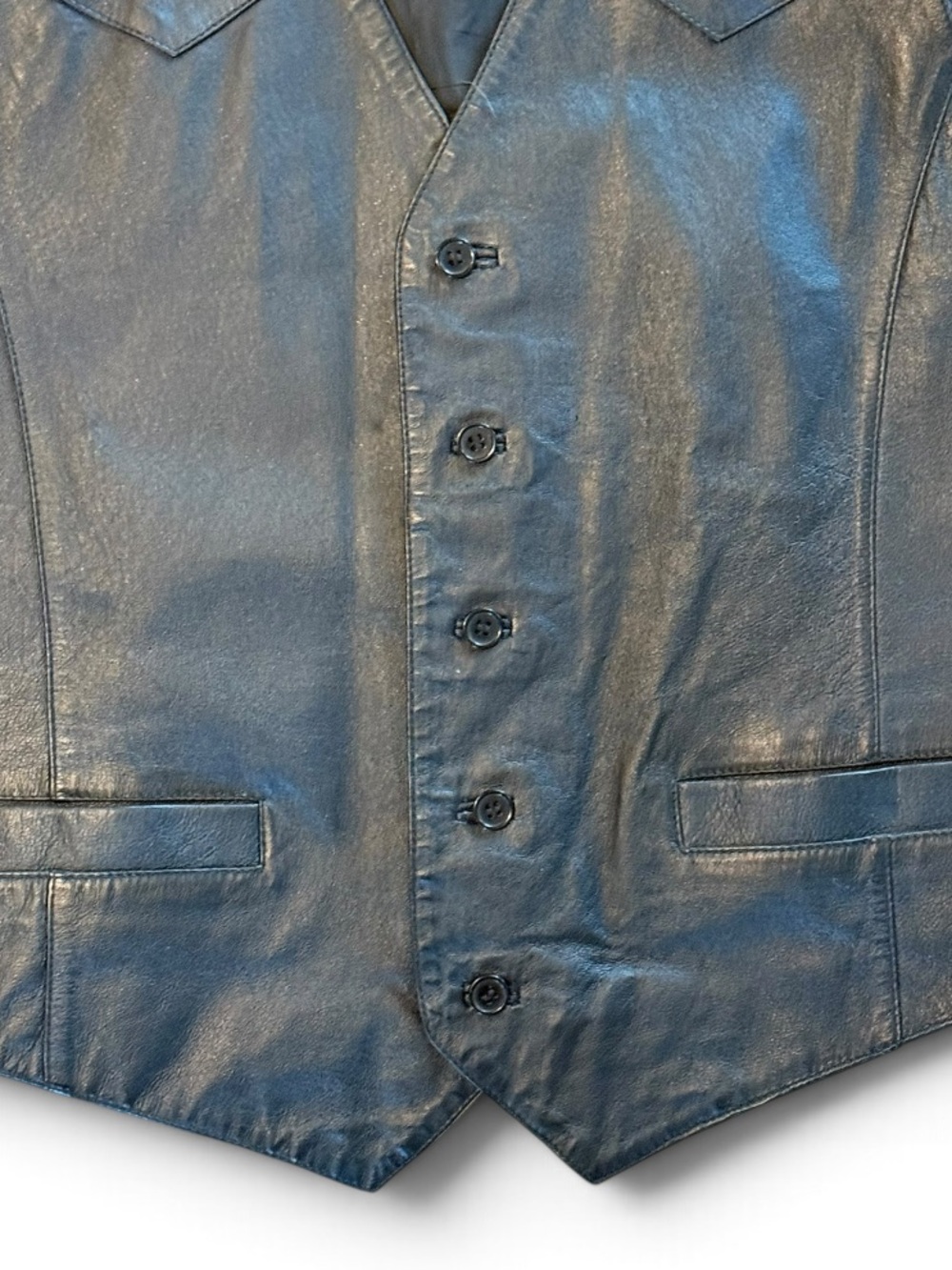 Vintage Authentic Adler Genuine Leather Western Biker Vest Men’s XL Black - Picture 4 of 6